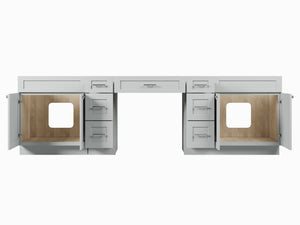 114 Double Bathroom Vanity Base Only With 7 Drawers
