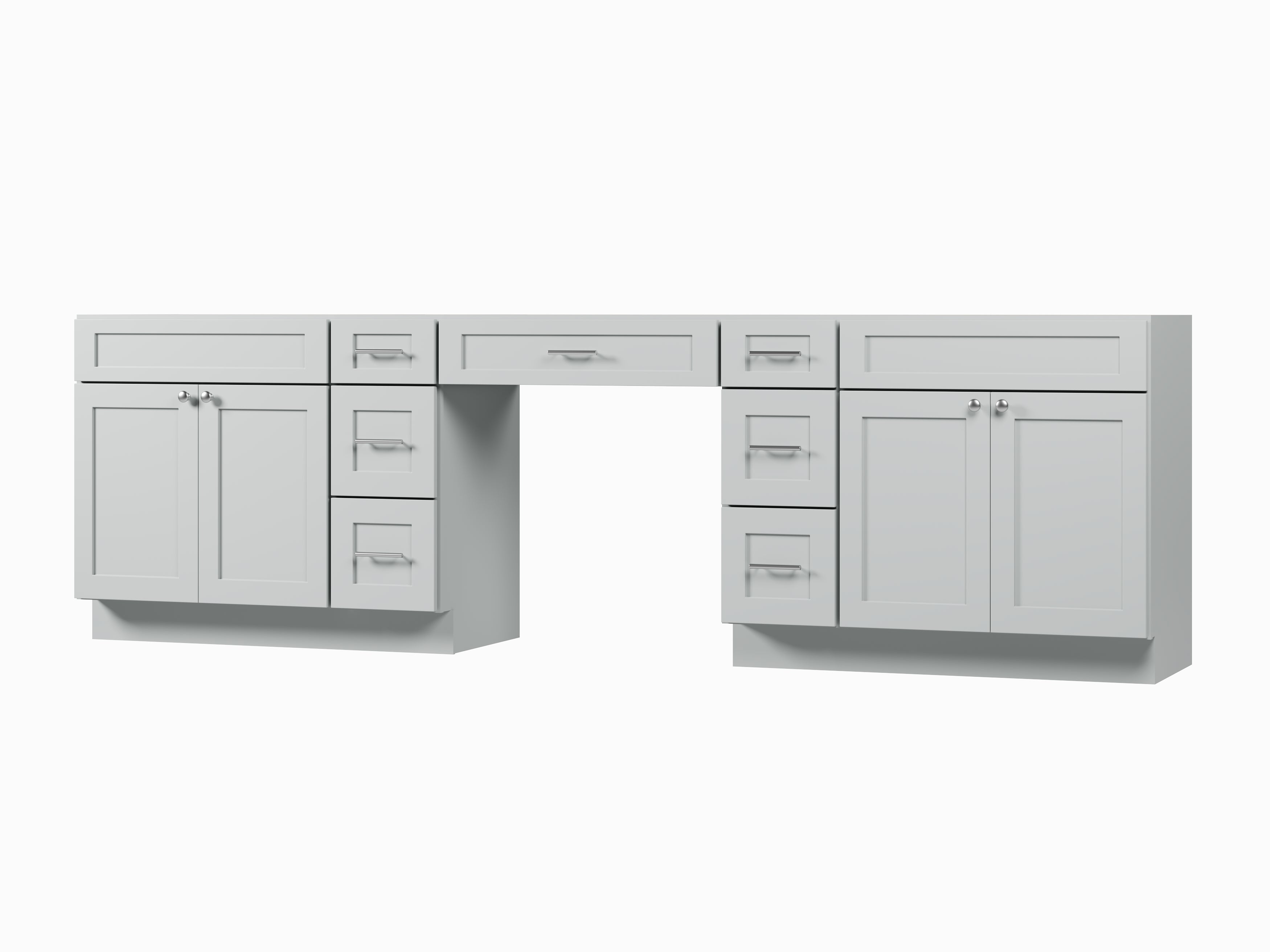 114 Double Bathroom Vanity Base Only With 7 Drawers