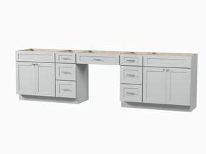 120" Double Bathroom Vanity Base Only With 7 Drawers