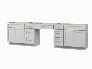 120" Double Bathroom Vanity Base Only With 7 Drawers