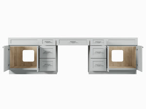 120" Double Bathroom Vanity Base Only With 7 Drawers