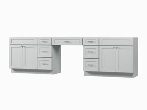 120" Double Bathroom Vanity Base Only With 7 Drawers