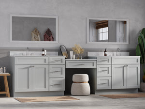 Disar 120" Double Bathroom Vanity Desk With Carrara Quartz Top 7 Drawers