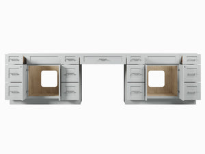 Disar 126'' Double Bathroom Vanity With Desk Dovetail Solid Wood Drawer Base Only With 13 Drawers