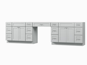 Disar 126'' Double Bathroom Vanity With Desk Dovetail Solid Wood Drawer Base Only With 13 Drawers
