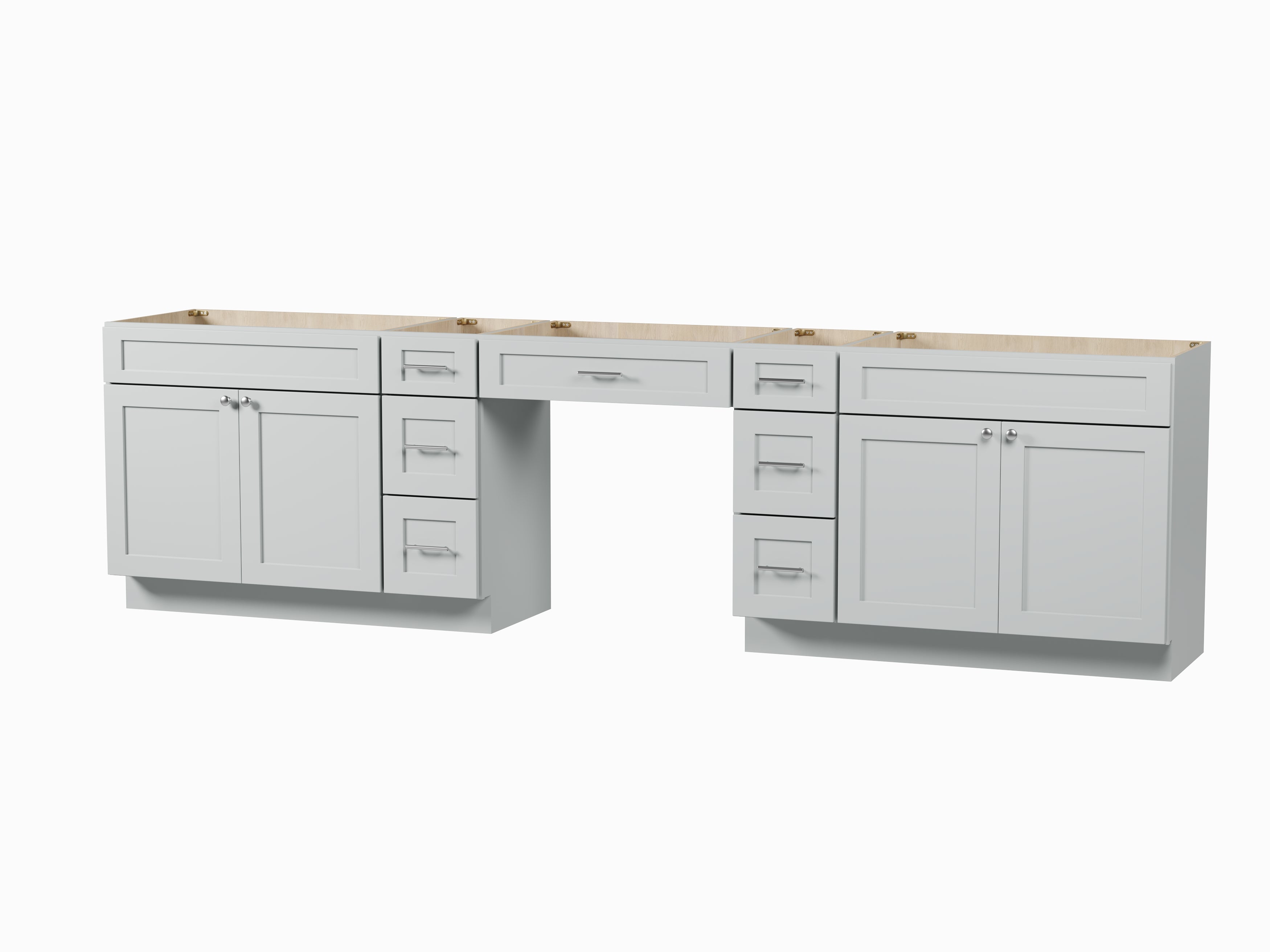126 Double Bathroom Vanity Base Only With 7 Drawers