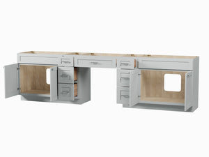 126 Double Bathroom Vanity Base Only With 7 Drawers