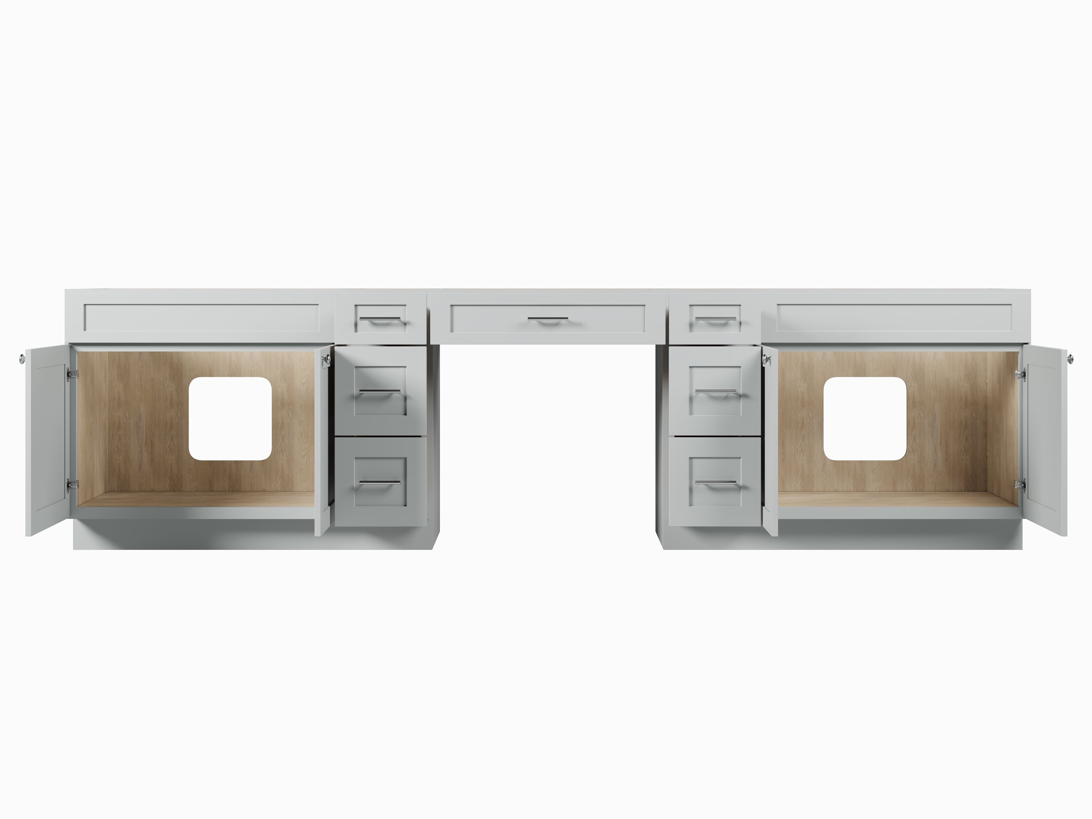 126 Double Bathroom Vanity Base Only With 7 Drawers