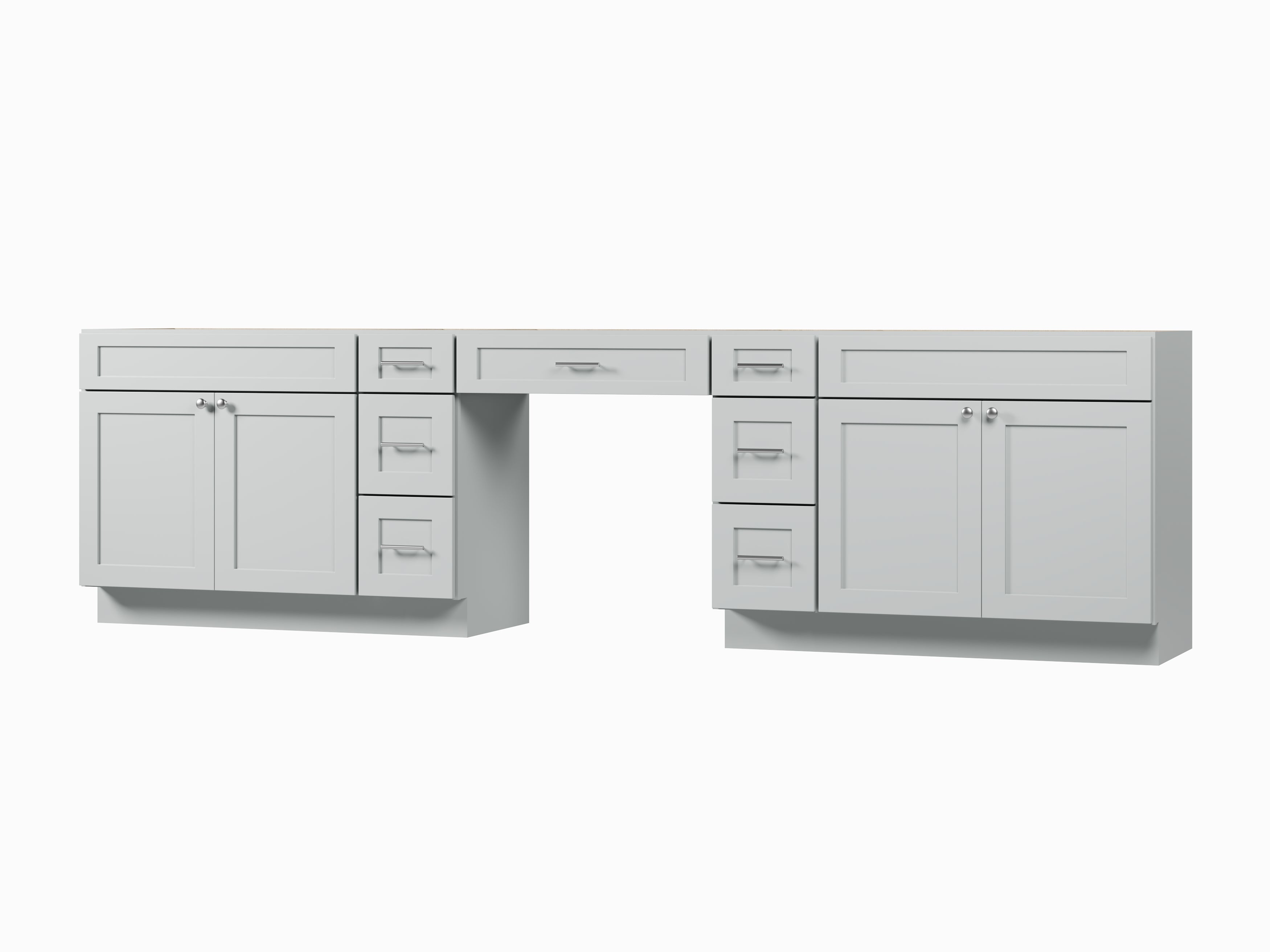 126 Double Bathroom Vanity Base Only With 7 Drawers