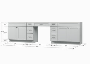 126 Double Bathroom Vanity Base Only With 7 Drawers