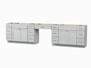 138'' Double Bathroom Vanity Base Only With 13 Drawers