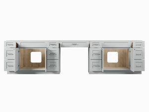 138'' Double Bathroom Vanity Base Only With 13 Drawers