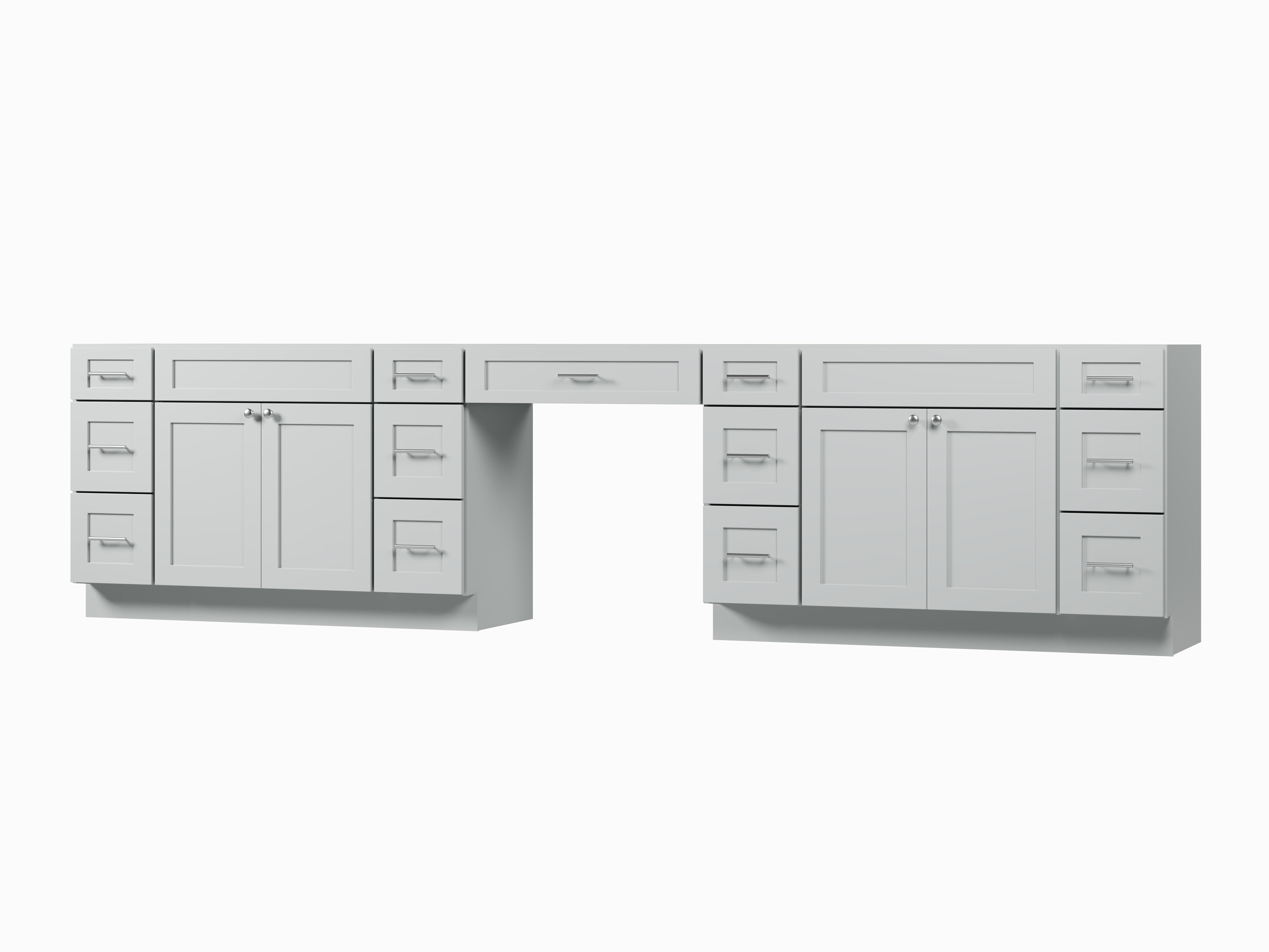138'' Double Bathroom Vanity Base Only With 13 Drawers