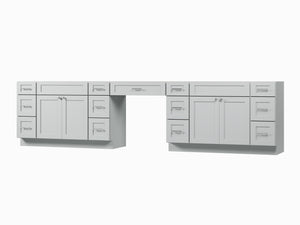 138'' Double Bathroom Vanity Base Only With 13 Drawers