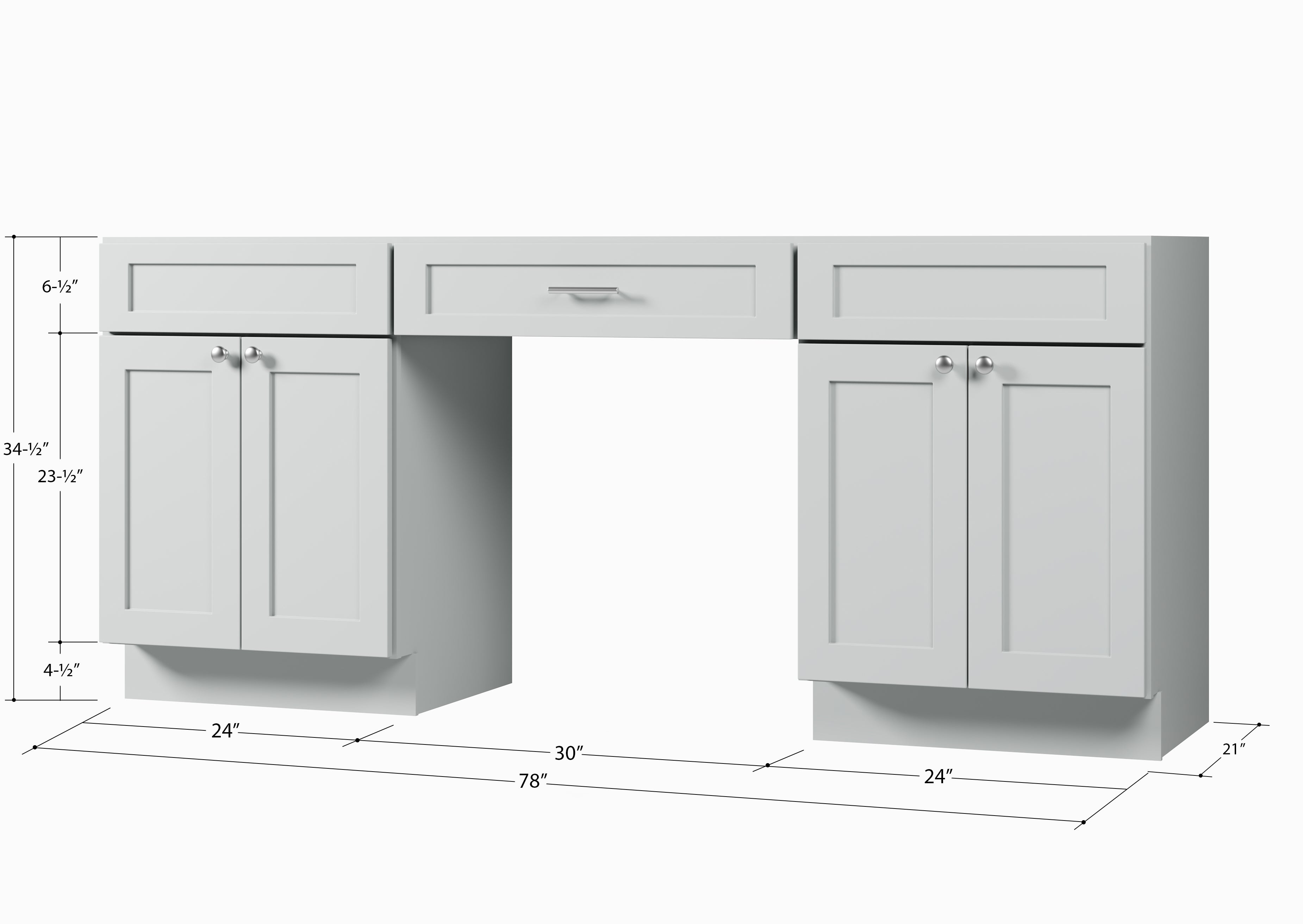 78" Double Bathroom Vanity Base Only
