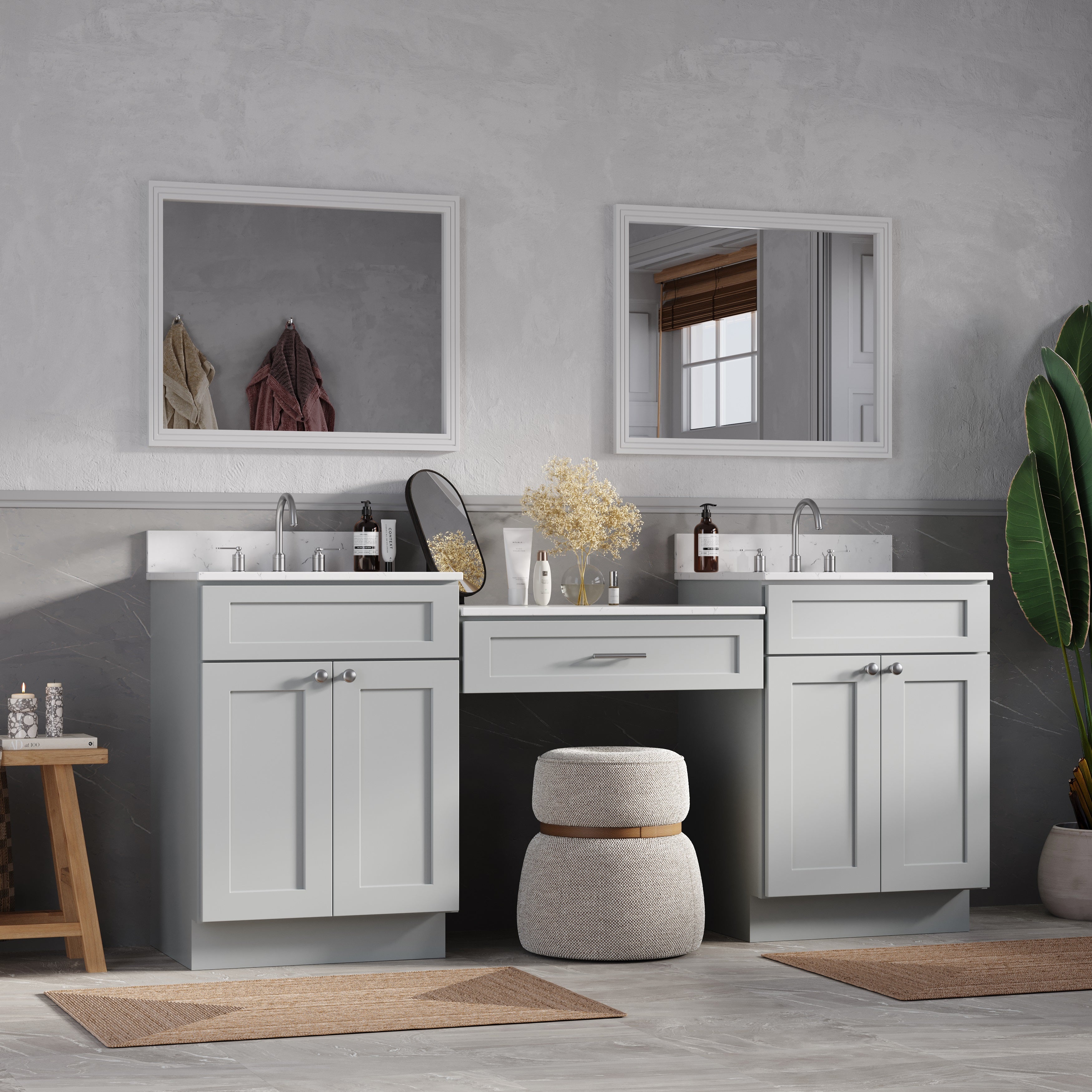 79'' Double Bathroom Vanity Desk with Quartz Top