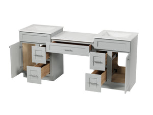 78'' Double Bathroom Vanity Desk  With Carrara Quartz Top, 5 Drawers