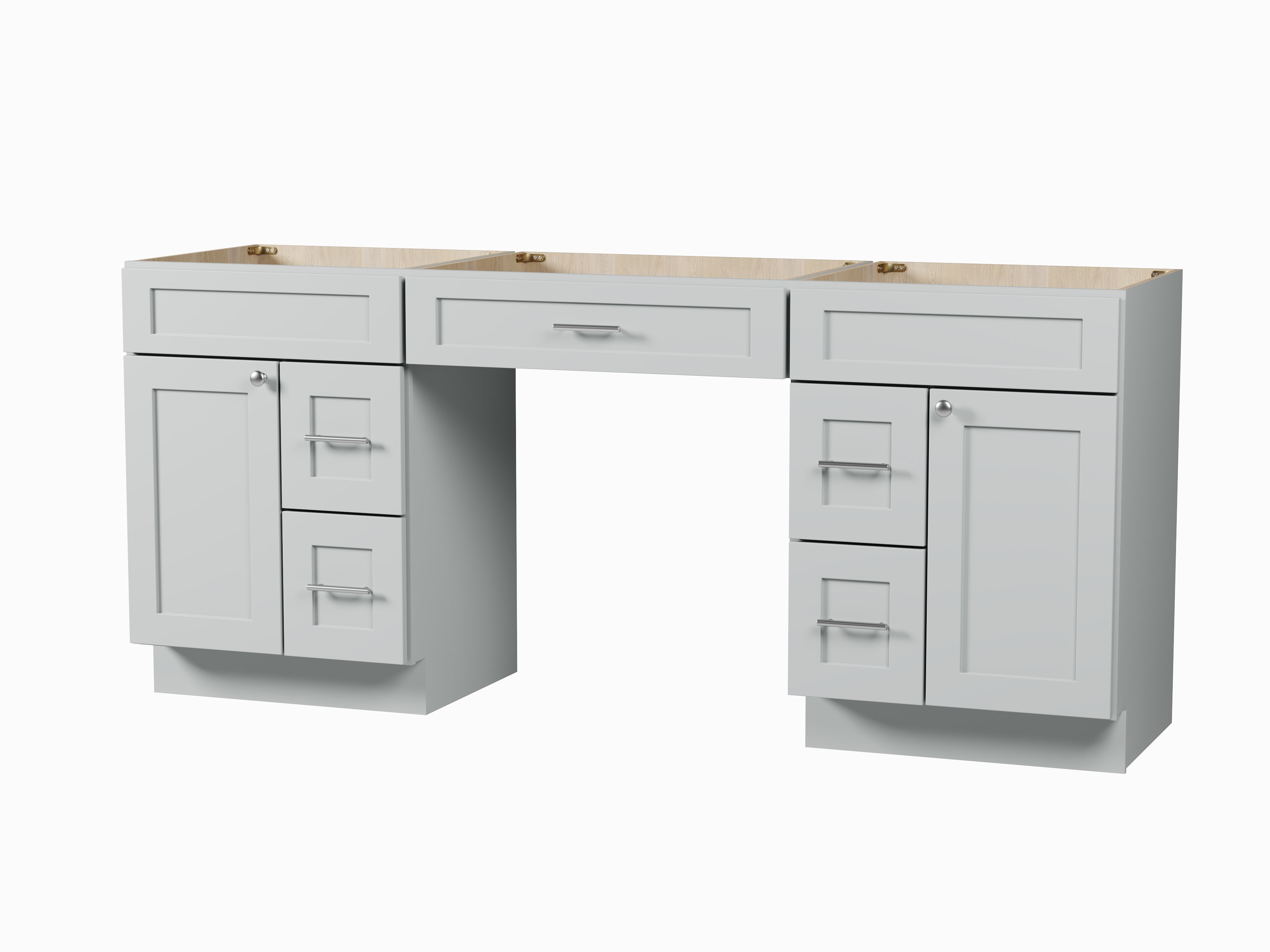78'' Double Bathroom Vanity Base Only, With 5 Drawers