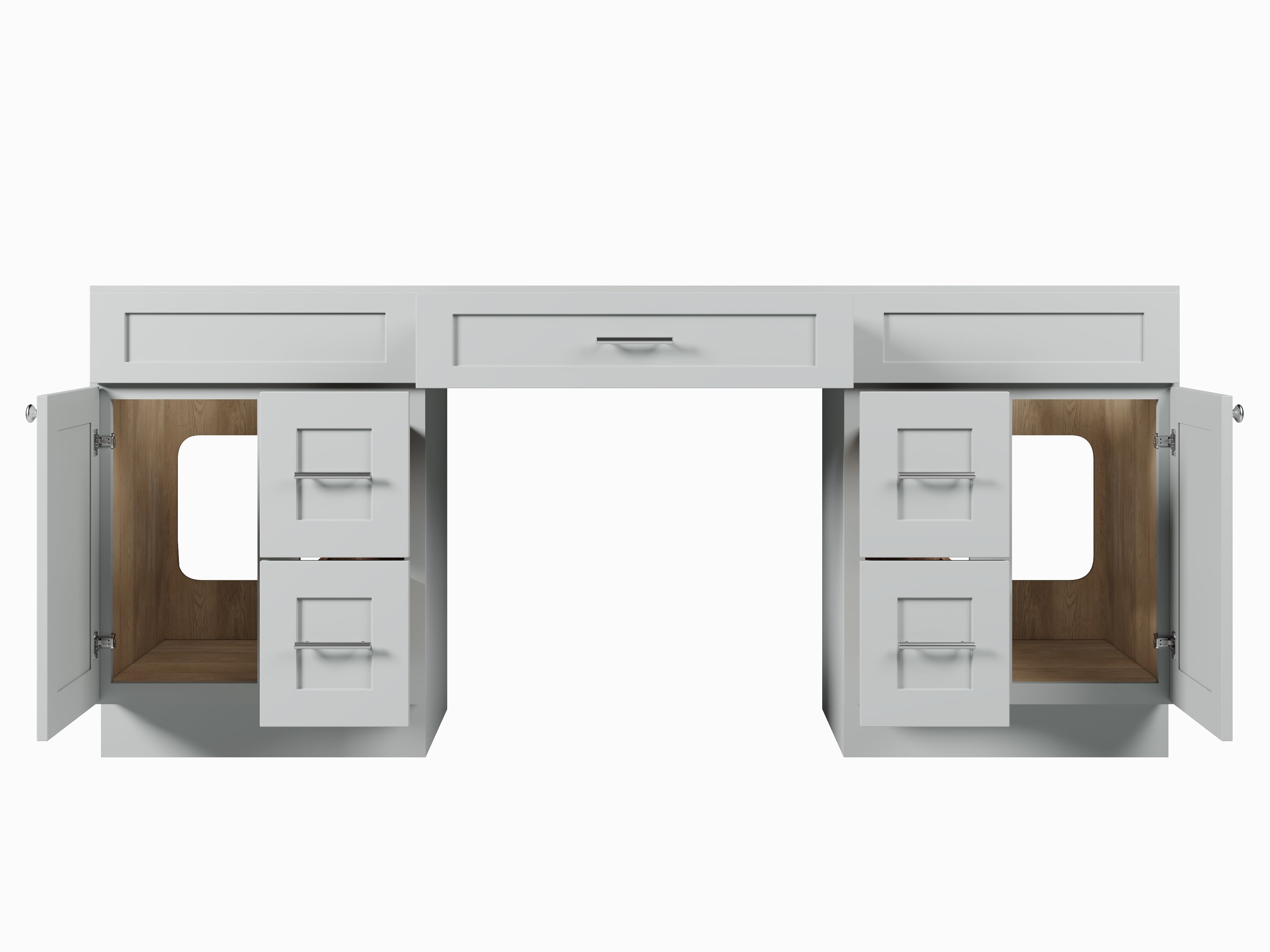78'' Double Bathroom Vanity Base Only, With 5 Drawers