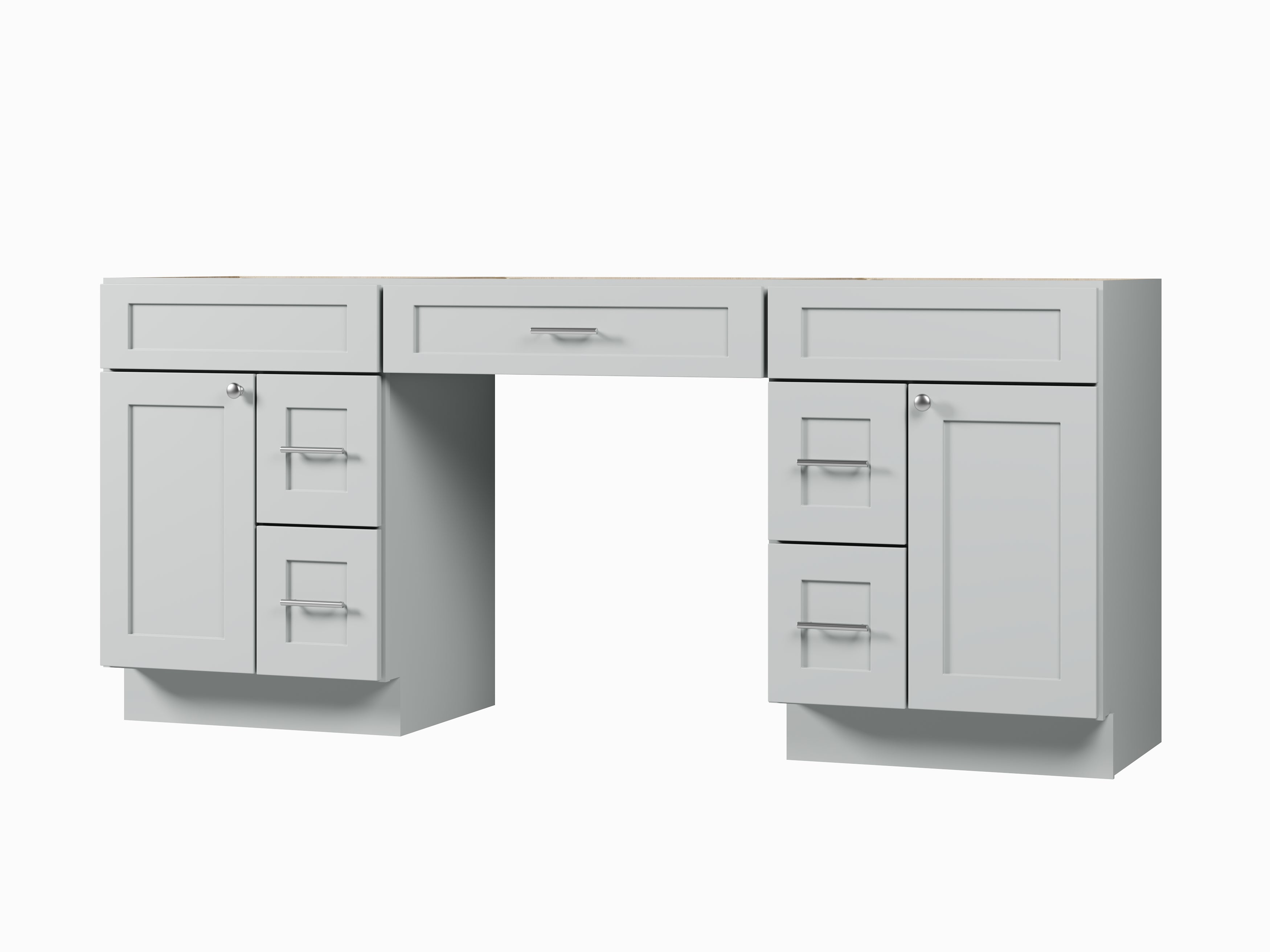 78'' Double Bathroom Vanity Base Only, With 5 Drawers