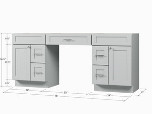 78'' Double Bathroom Vanity Base Only, With 5 Drawers