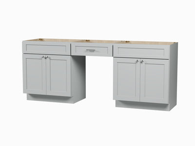 [color:Gray] 84" Double Bathroom Vanity, Base Only - Gray finish view