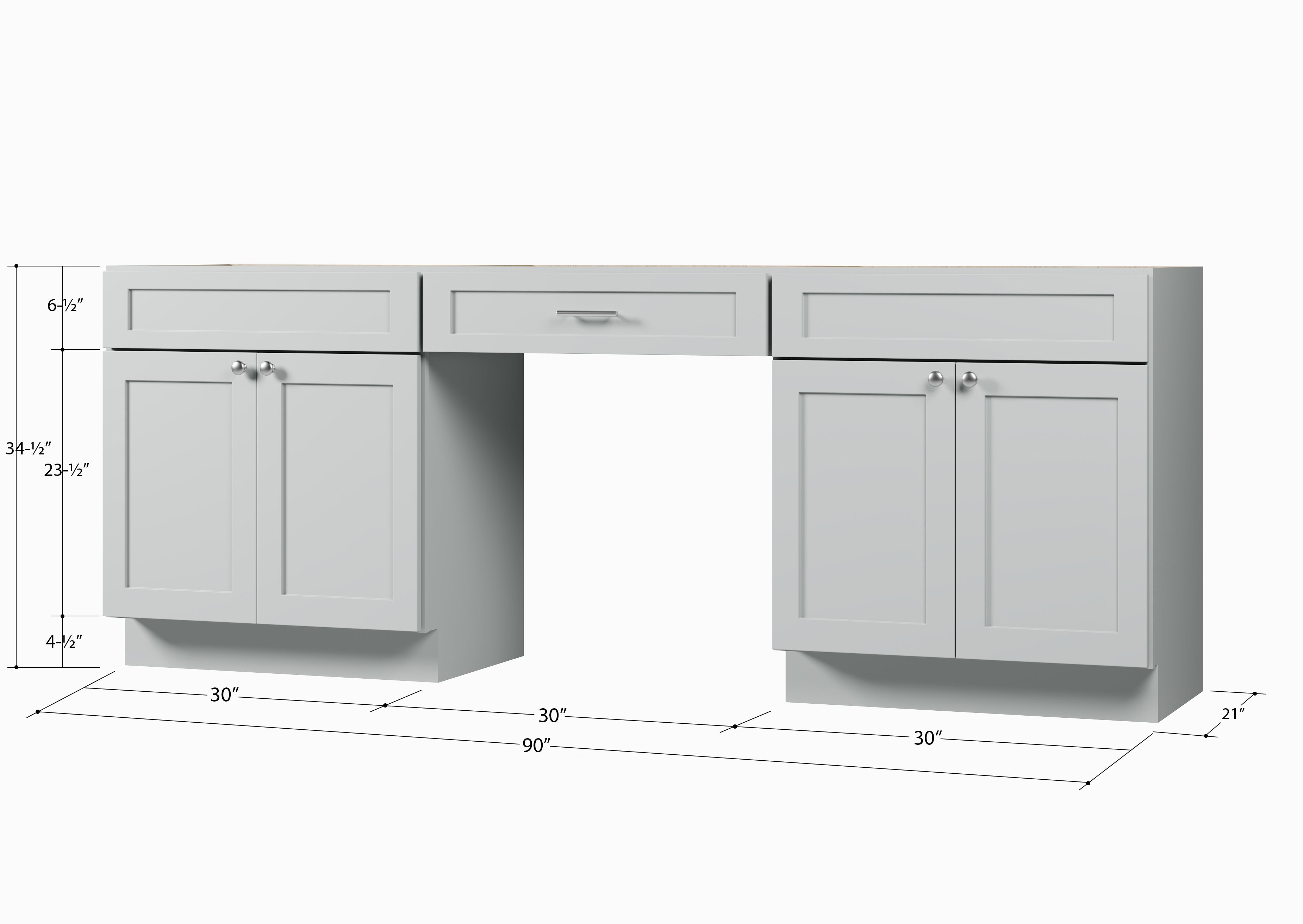 90'' Double Bathroom Vanity Base Only