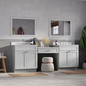 91'' Double Bathroom Vanity Desk  with Quartz Top
