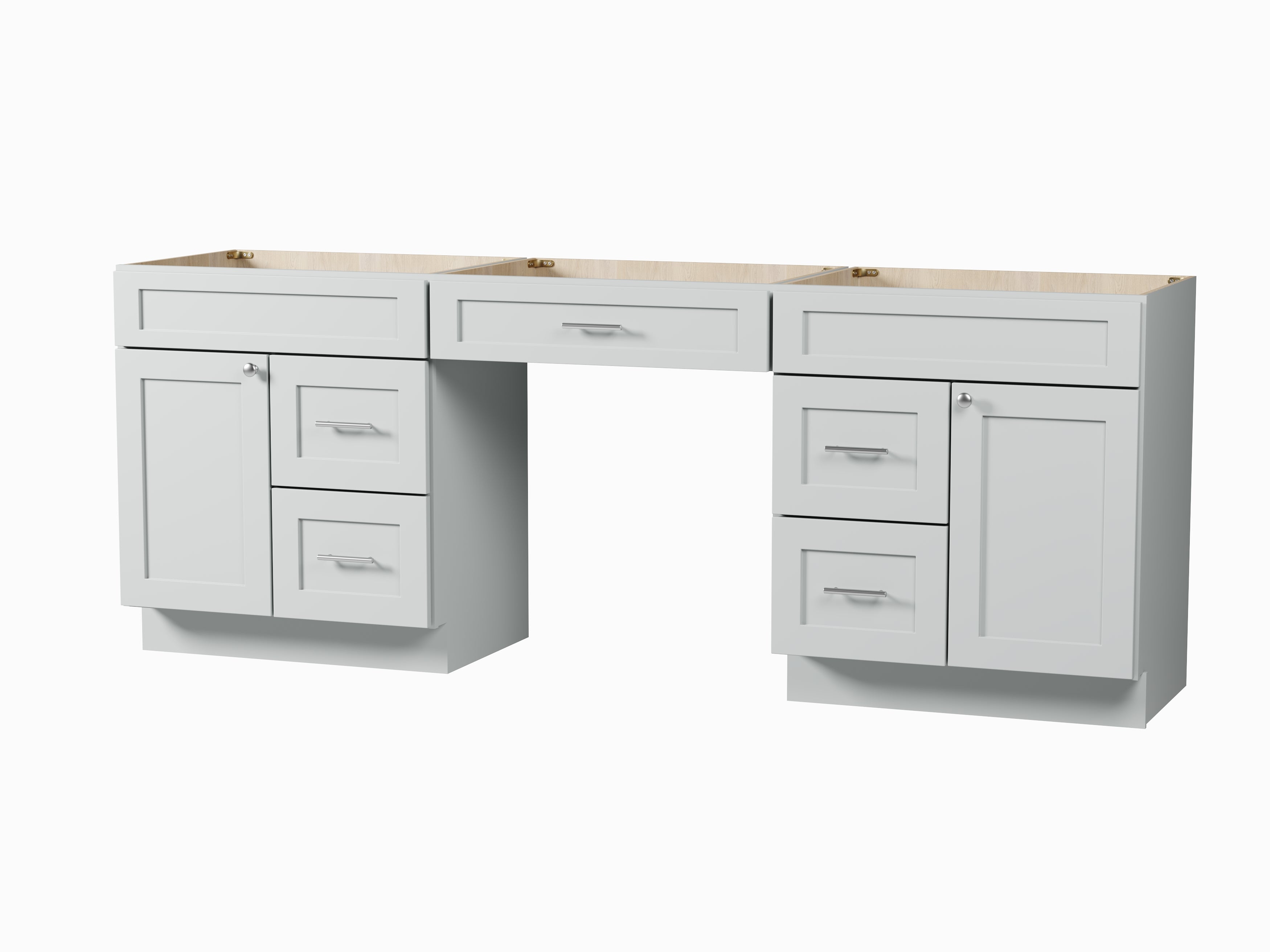 90 Double Bathroom Vanity Base Only With 5 Drawers