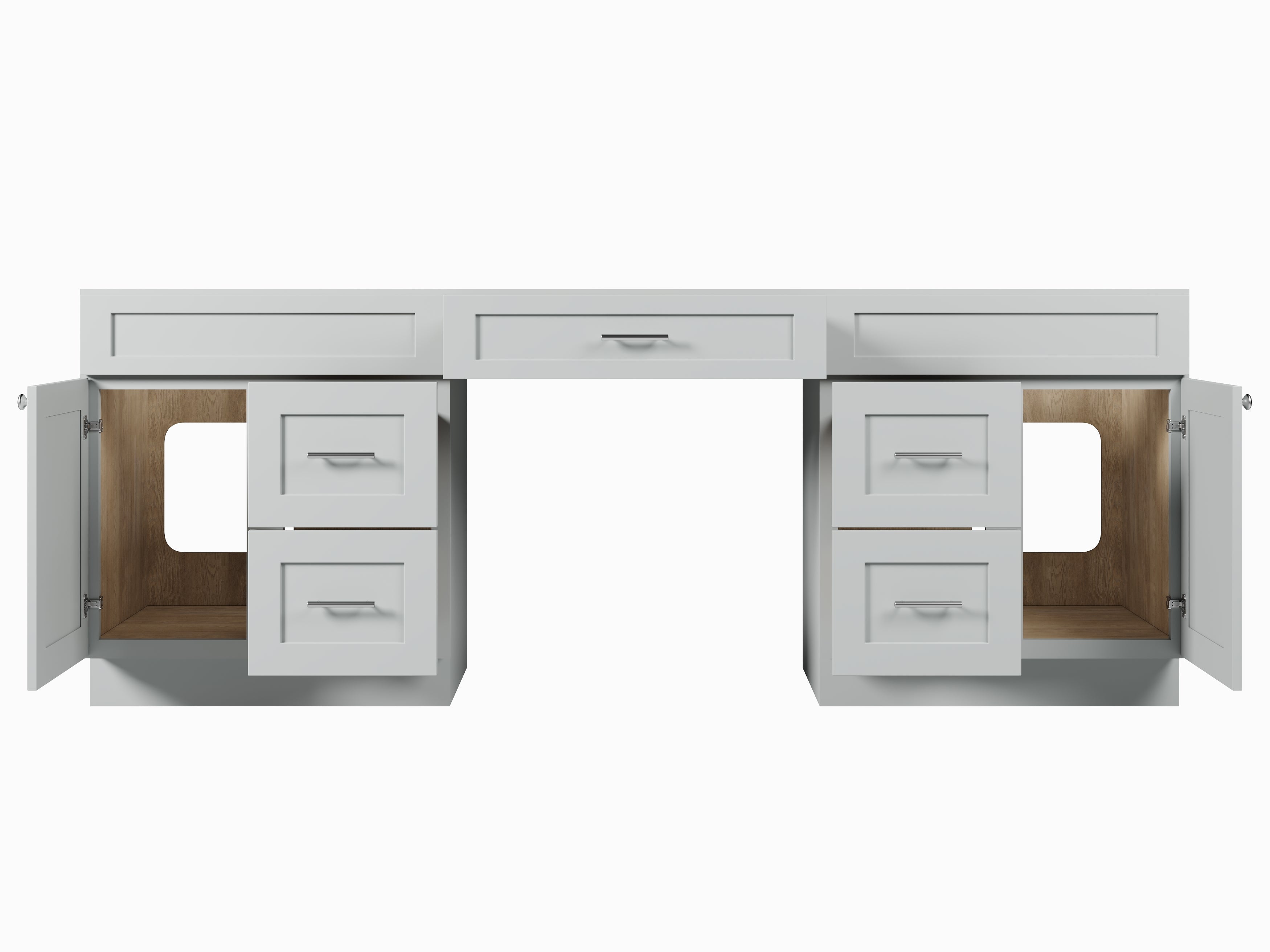 90 Double Bathroom Vanity Base Only With 5 Drawers
