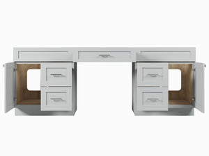 90 Double Bathroom Vanity Base Only With 5 Drawers