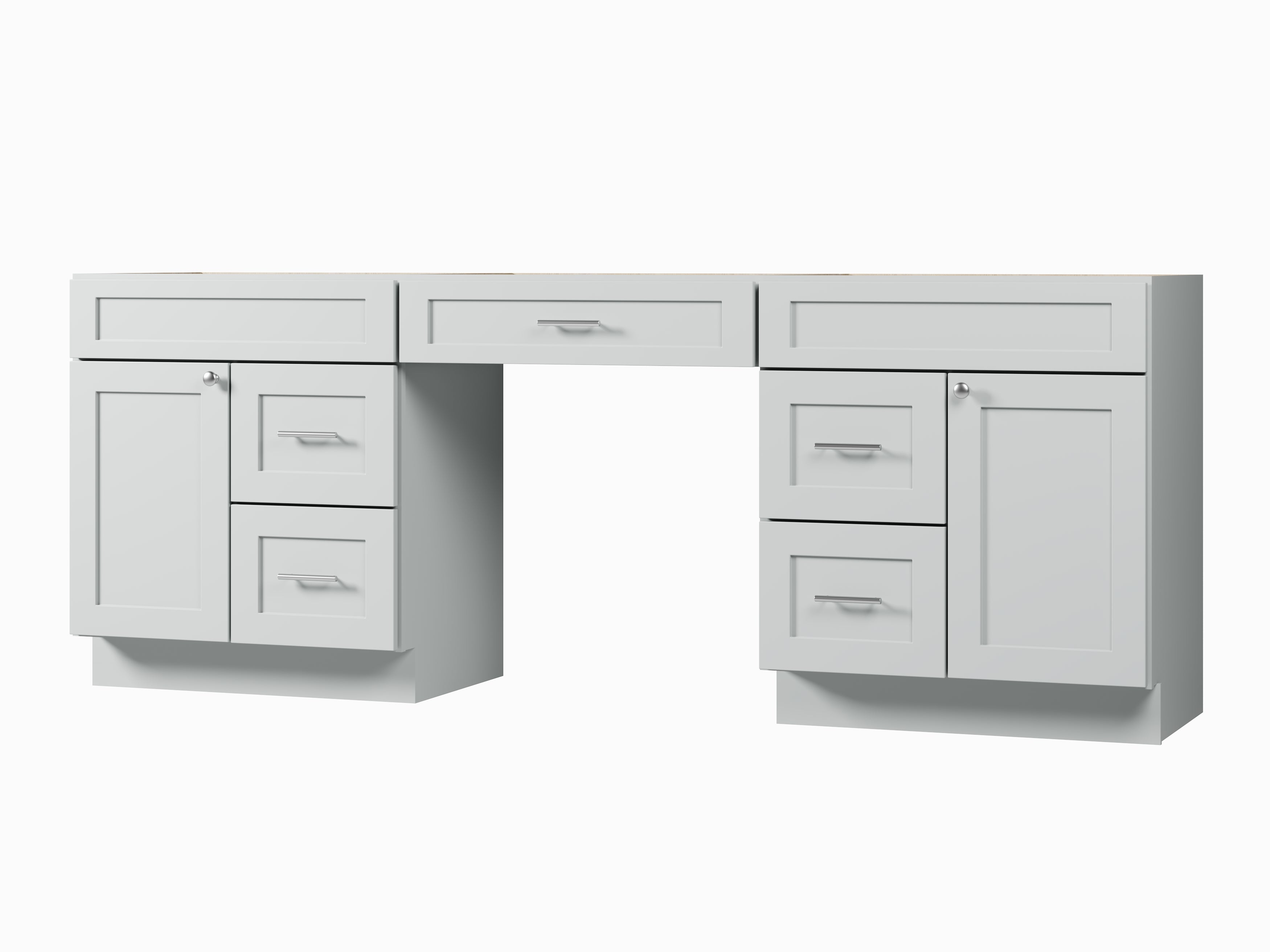 90 Double Bathroom Vanity Base Only With 5 Drawers