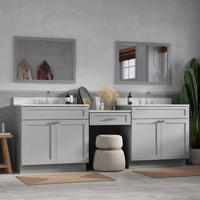 96" Double Bathroom Vanity Desk with Quartz Top