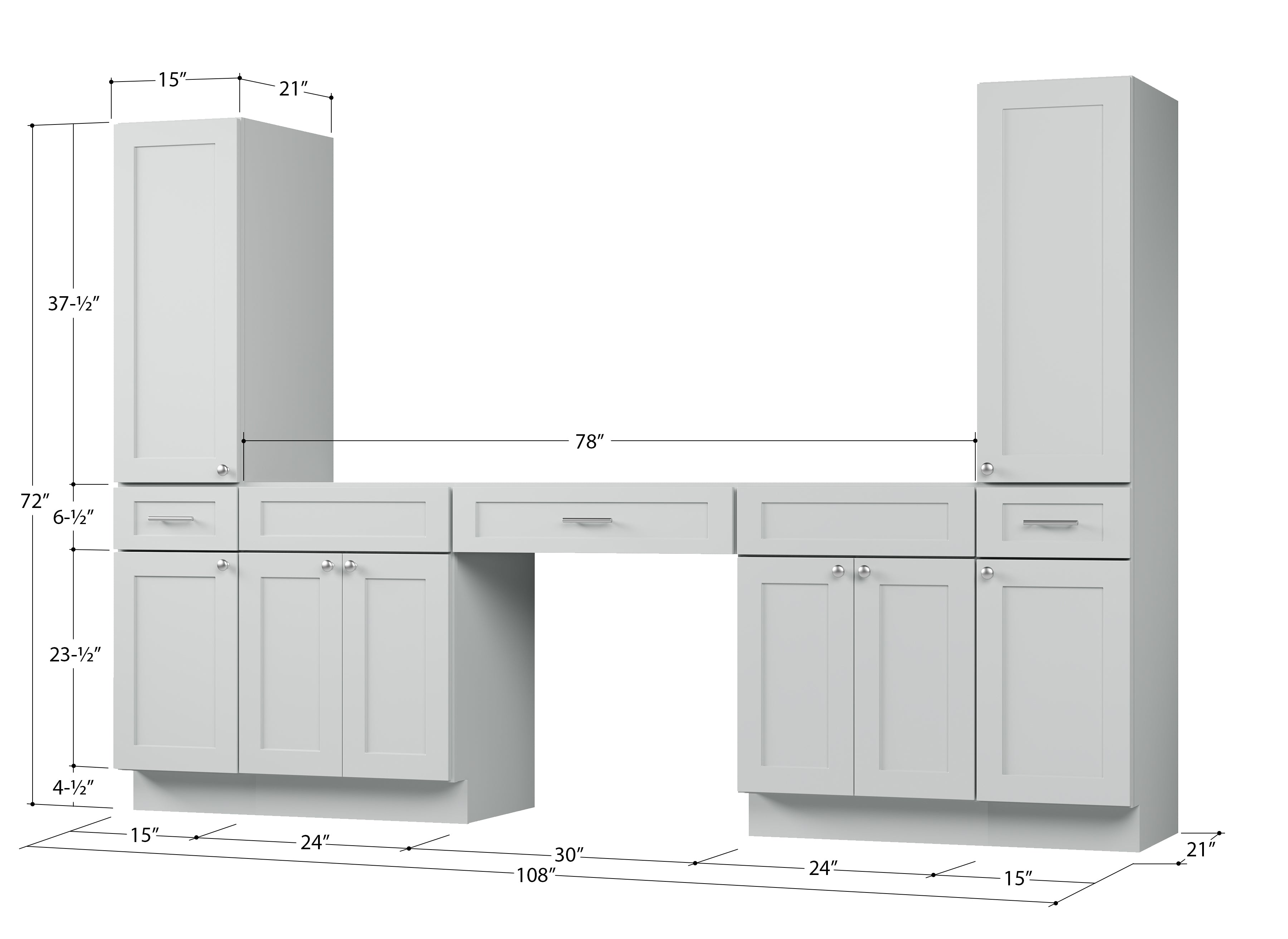 Disar 108'' Double Bathroom Vanity With Tall Linen Cabinet Dovetail Solid Wood Drawer Base Only, Drawer 3