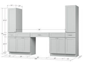 Disar 108'' Double Bathroom Vanity With Tall Linen Cabinet Dovetail Solid Wood Drawer Base Only, Drawer 3