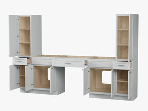 Disar 108'' Double Bathroom Vanity With Tall Linen Cabinet Dovetail Solid Wood Drawer Base Only, Drawer 3