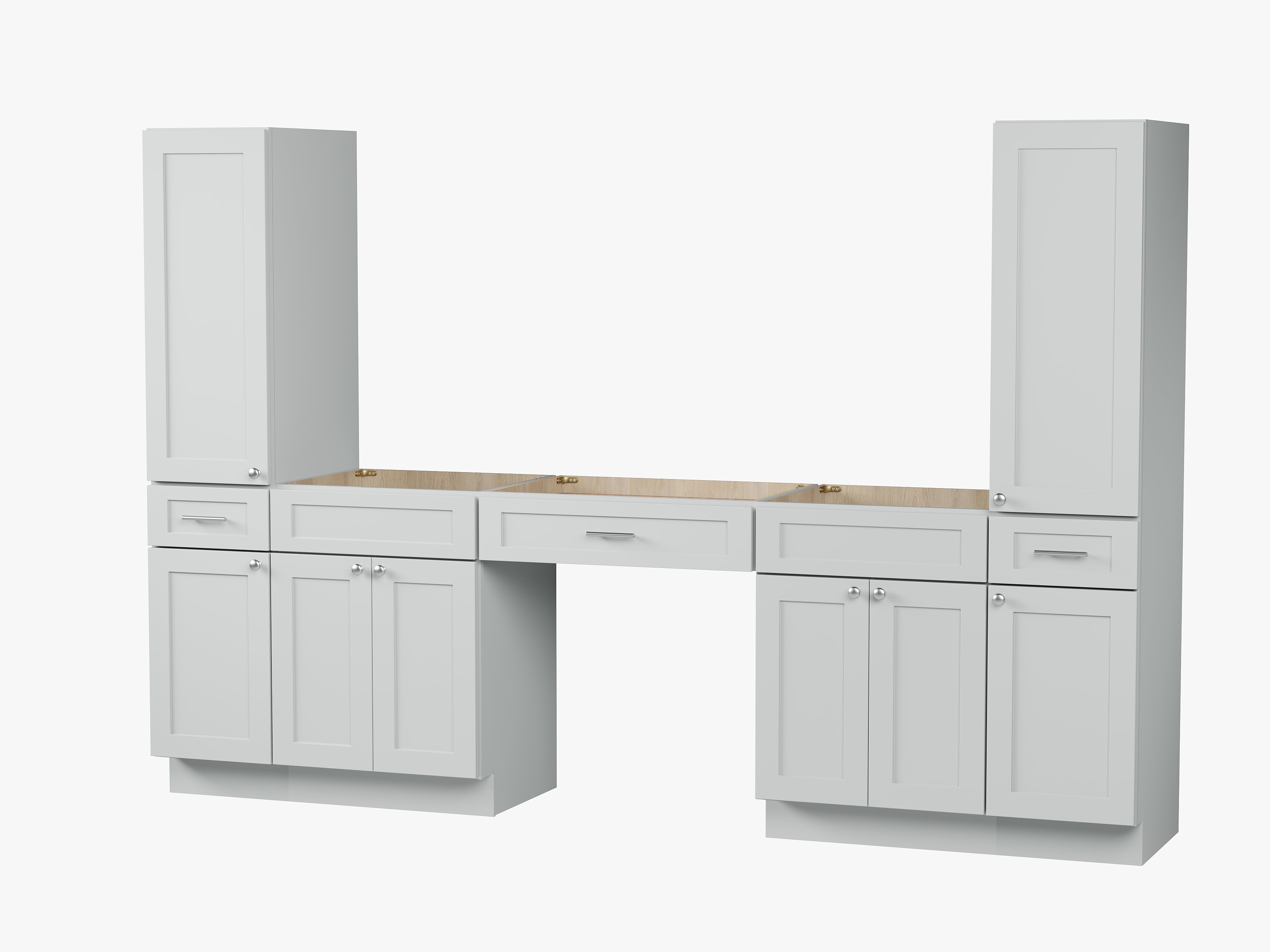 Disar 108'' Double Bathroom Vanity With Tall Linen Cabinet Dovetail Solid Wood Drawer Base Only, Drawer 3