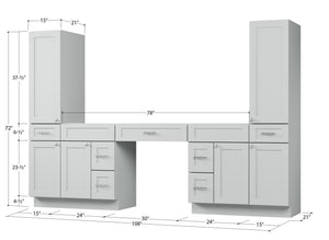 Disar 108'' Double Bathroom Vanity With Tall Linen Cabinet Dovetail Solid Wood Drawer Base Only, Drawer 7