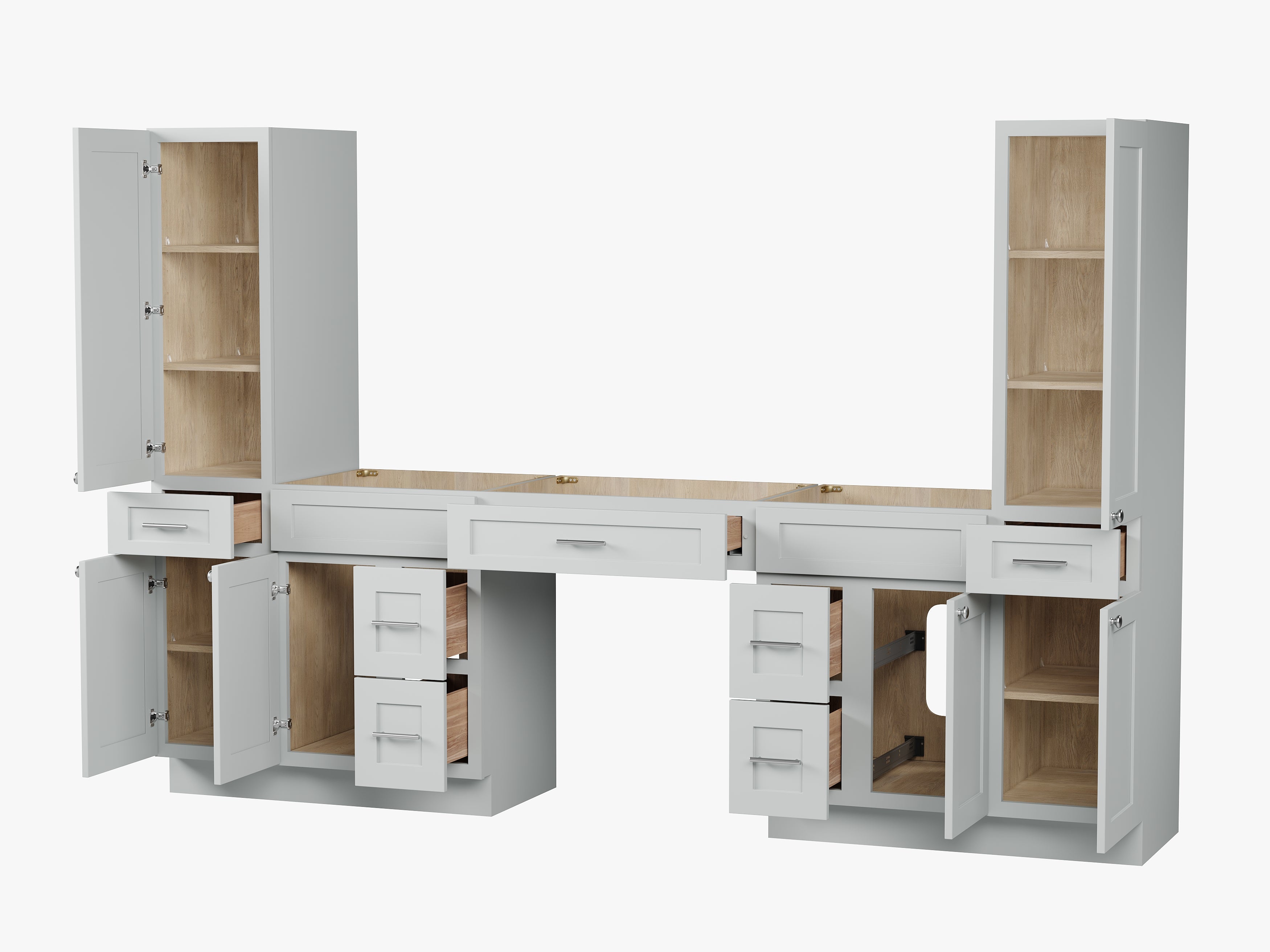 Disar 108'' Double Bathroom Vanity With Tall Linen Cabinet Dovetail Solid Wood Drawer Base Only, Drawer 7