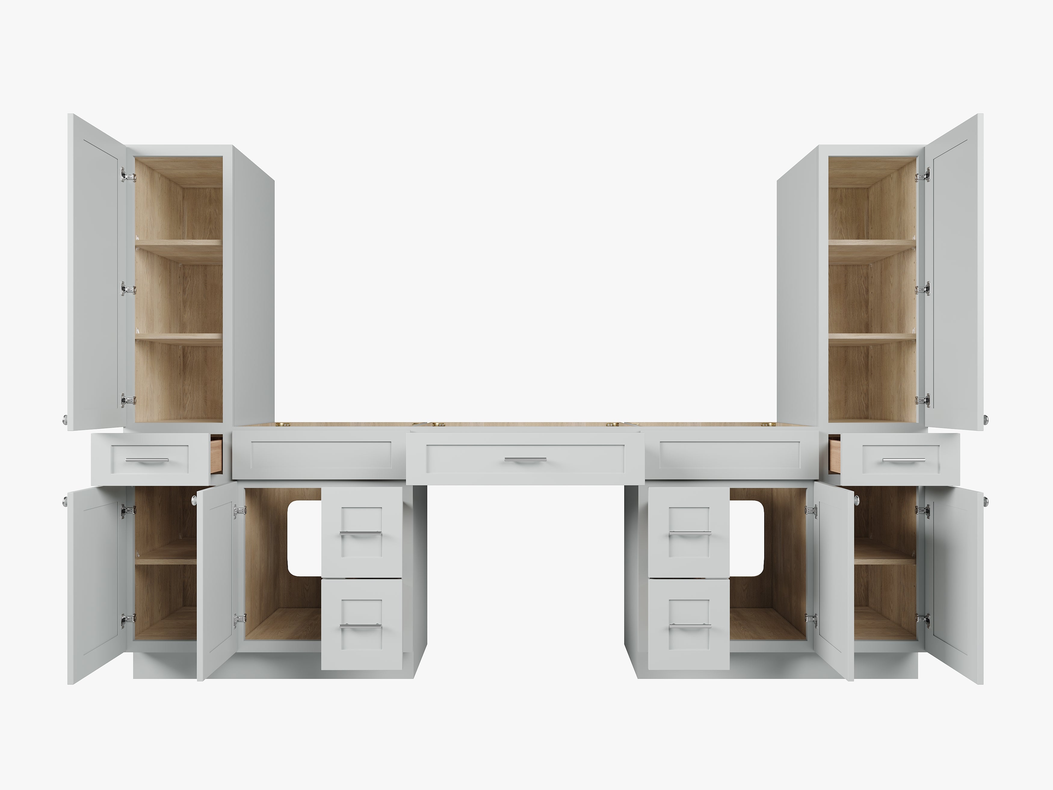 Disar 108'' Double Bathroom Vanity With Tall Linen Cabinet Dovetail Solid Wood Drawer Base Only, Drawer 7