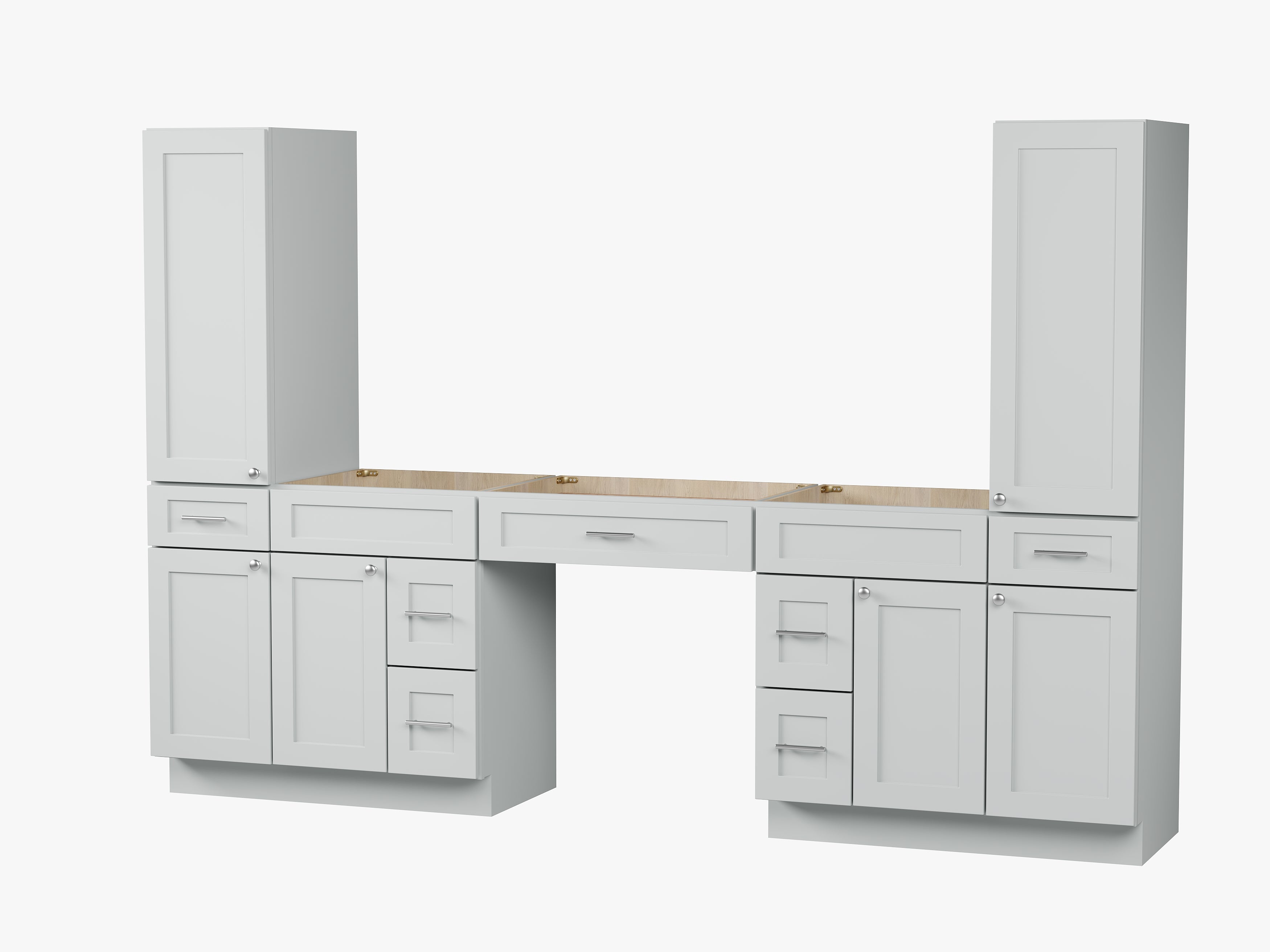 Disar 108'' Double Bathroom Vanity With Tall Linen Cabinet Dovetail Solid Wood Drawer Base Only, Drawer 7