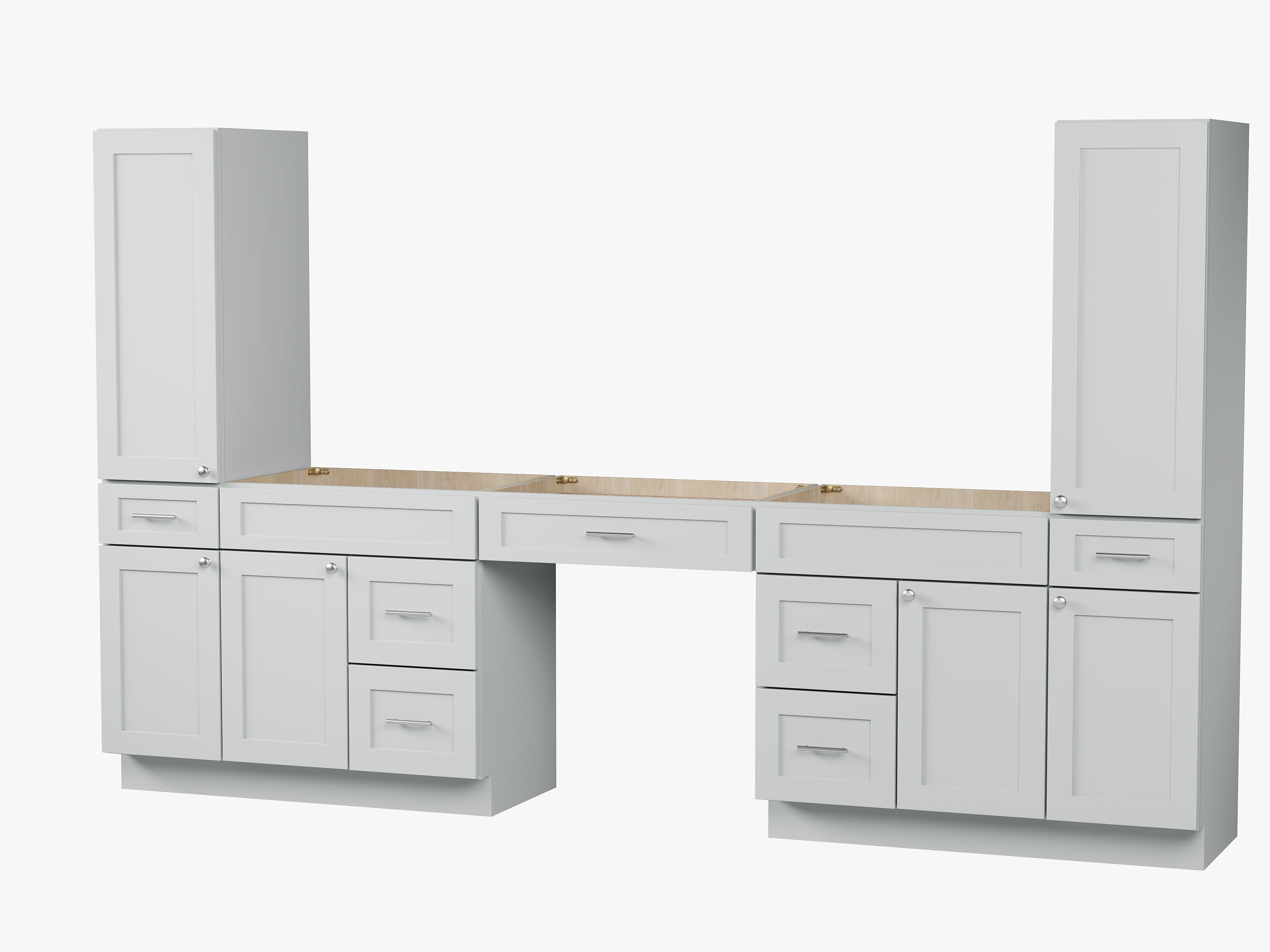 Disar 120'' Double Bathroom Vanity With Tall Linen Cabinet Dovetail Solid Wood Drawer Base Only, Drawer 7