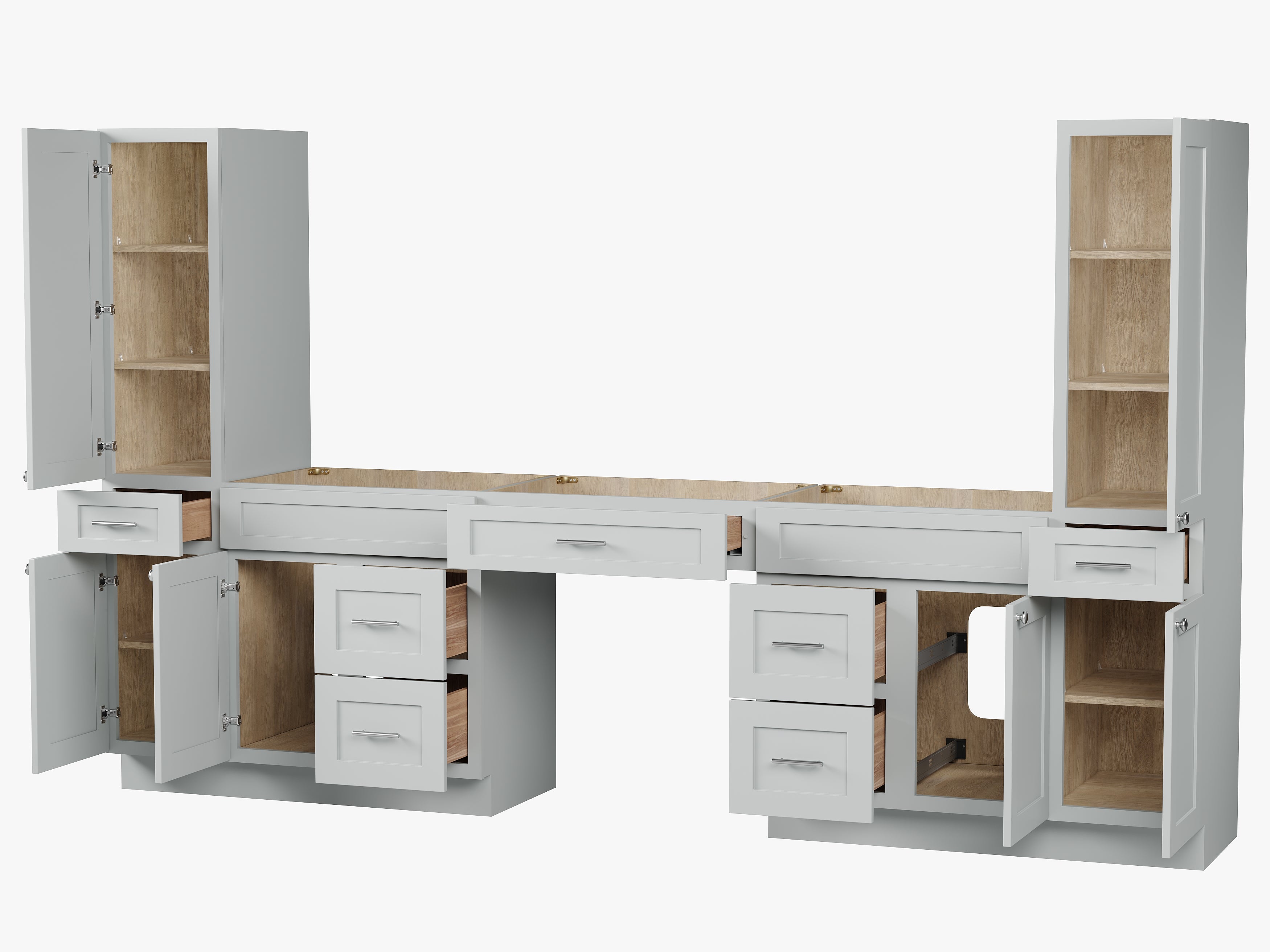 Disar 120'' Double Bathroom Vanity With Tall Linen Cabinet Dovetail Solid Wood Drawer Base Only, Drawer 7