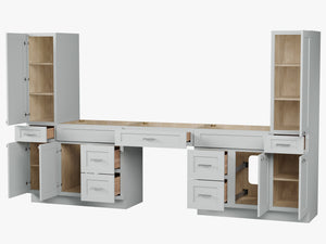 Disar 120'' Double Bathroom Vanity With Tall Linen Cabinet Dovetail Solid Wood Drawer Base Only, Drawer 7