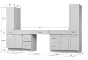 Disar 120'' Double Bathroom Vanity With Tall Linen Cabinet Dovetail Solid Wood Drawer Base Only, Drawer 7
