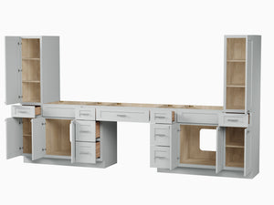 Disar 132'' Double Bathroom Vanity With Tall Linen Cabinet Dovetail Solid Wood Drawer Base Only, Drawer 9