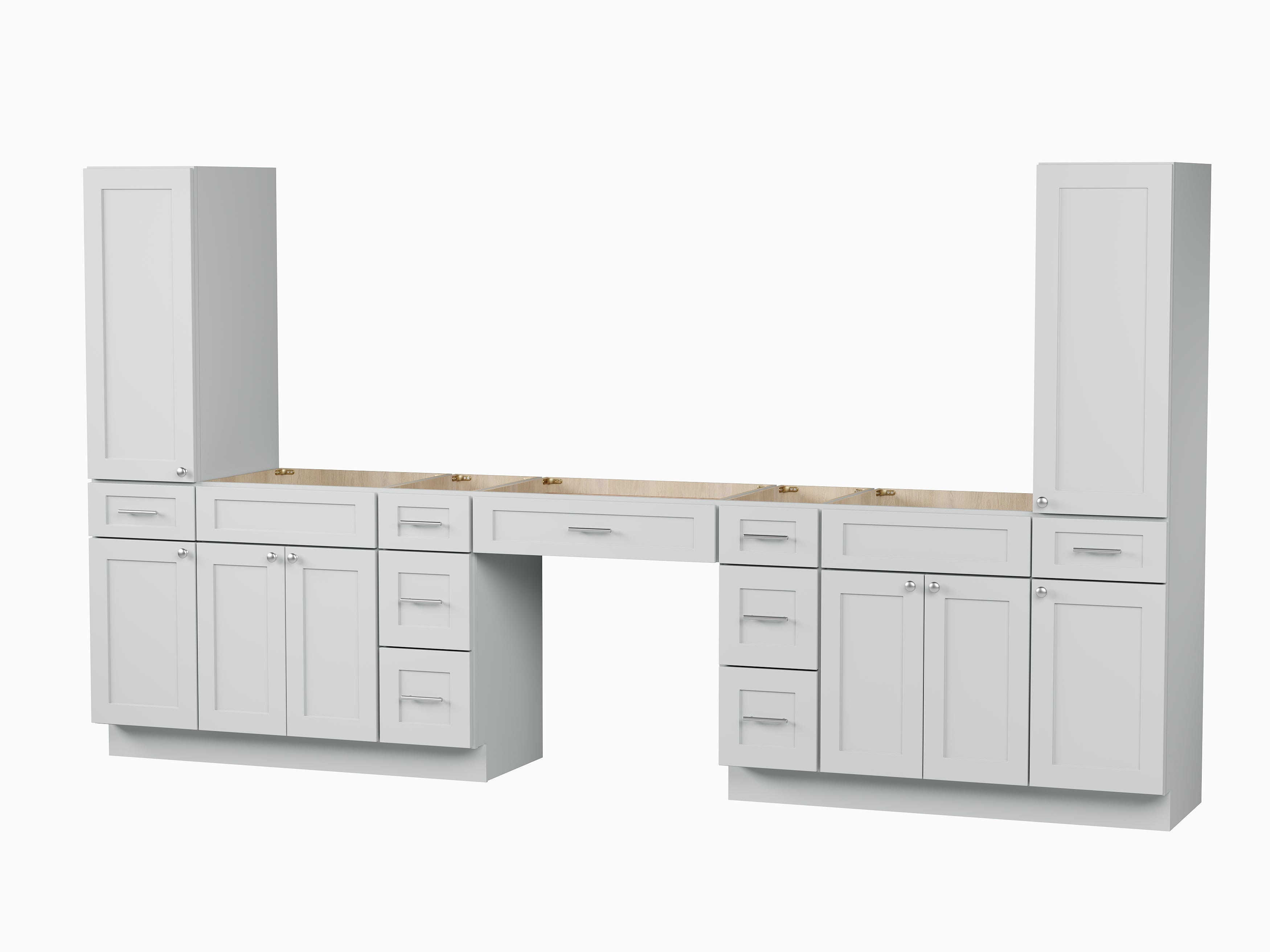 Disar 132'' Double Bathroom Vanity With Tall Linen Cabinet Dovetail Solid Wood Drawer Base Only, Drawer 9