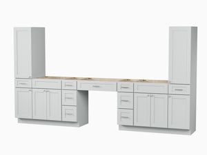 Disar 132'' Double Bathroom Vanity With Tall Linen Cabinet Dovetail Solid Wood Drawer Base Only, Drawer 9