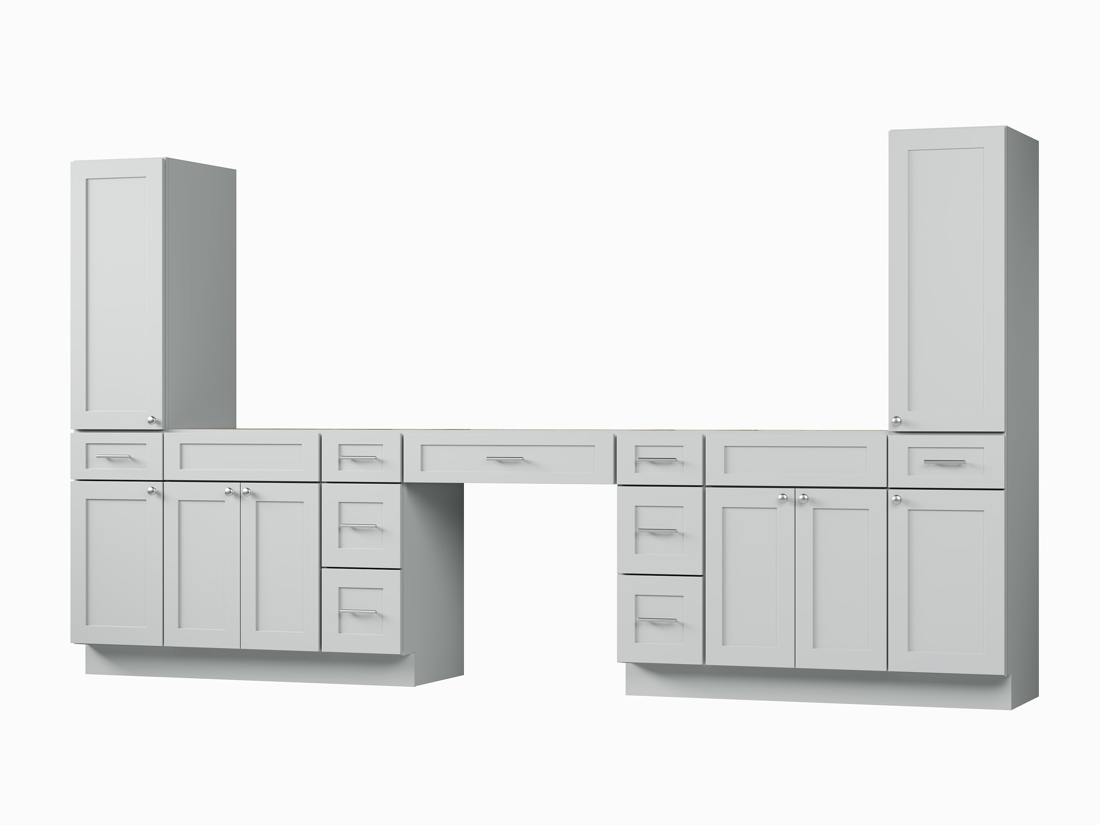 Disar 132'' Double Bathroom Vanity With Tall Linen Cabinet Dovetail Solid Wood Drawer Base Only, Drawer 9