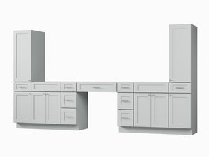 Disar 132'' Double Bathroom Vanity With Tall Linen Cabinet Dovetail Solid Wood Drawer Base Only, Drawer 9